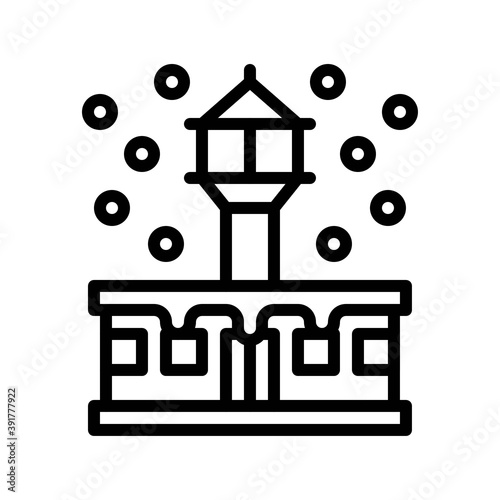 snow town in winter related glass building with windows and ice vectors in lineal style,