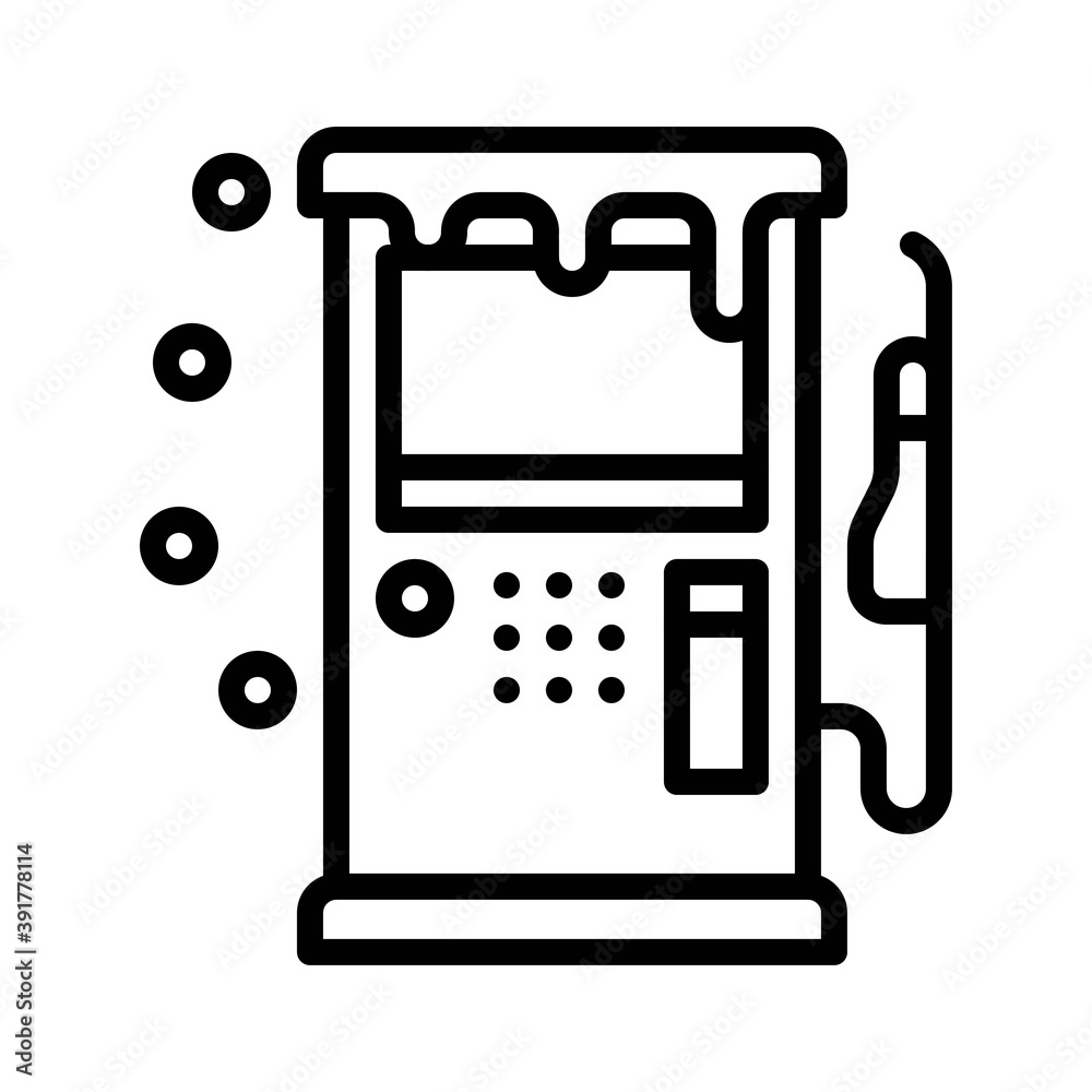 snow town in winter related gas station with buttons and ice vectors in lineal style,