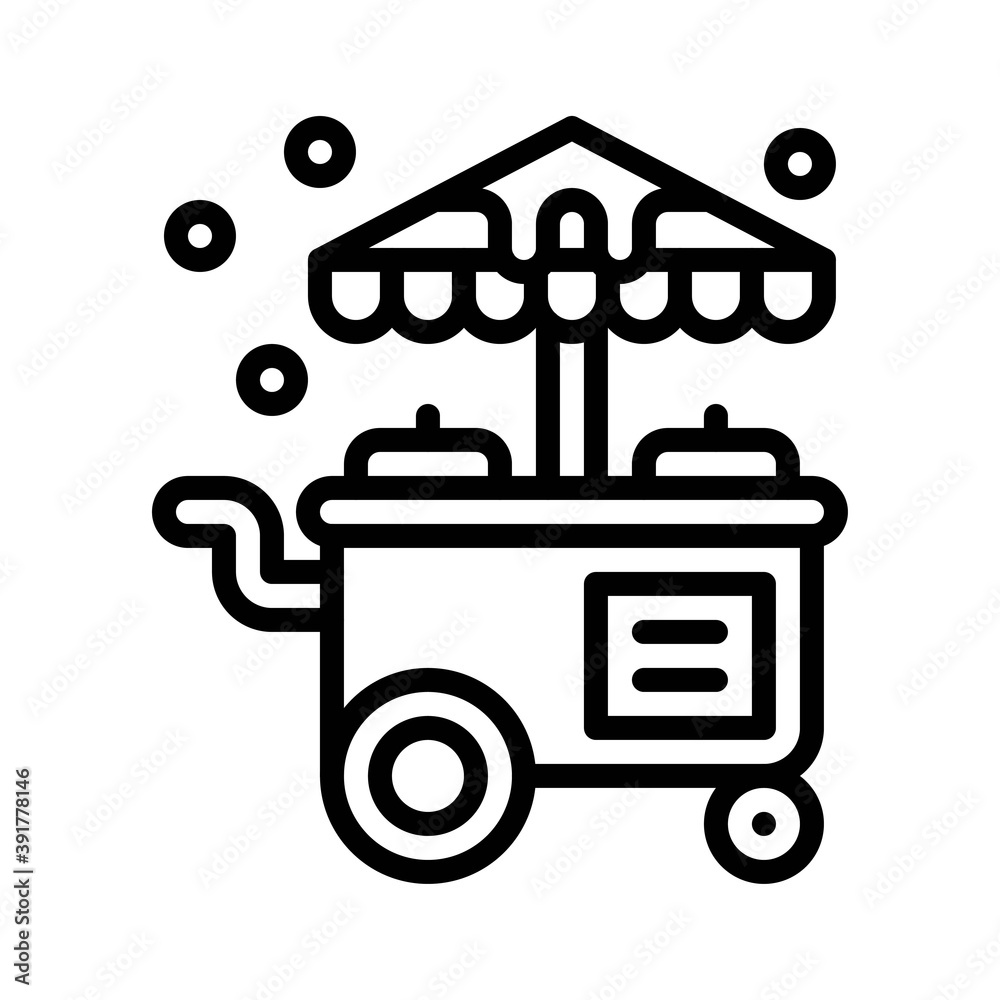 snow town in winter related mobile ice cream shop with tires and ice vectors in lineal style,