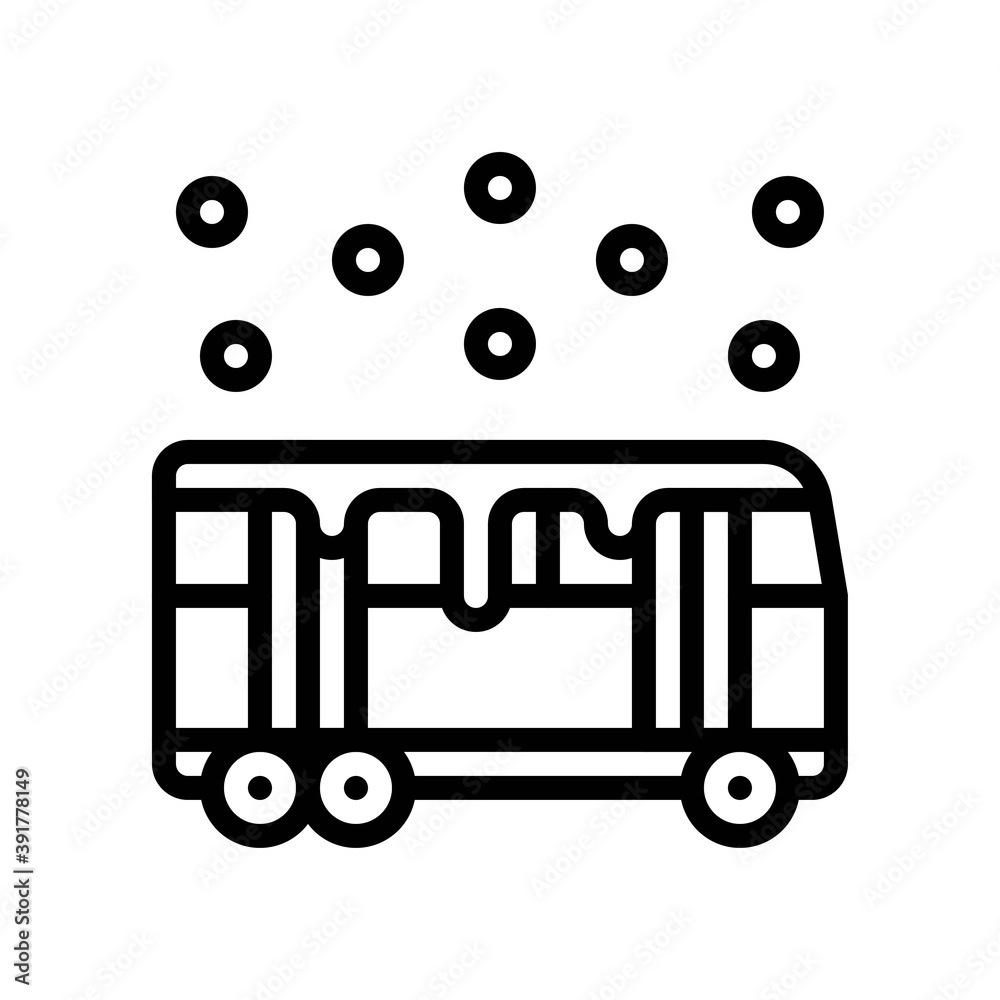 snow town in winter related bus with tires and ice vectors in lineal style,
