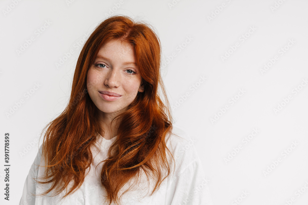 Ginger beautiful happy girl posing and smiling at camera Ginger beautiful happy girl posing and smiling at camera
