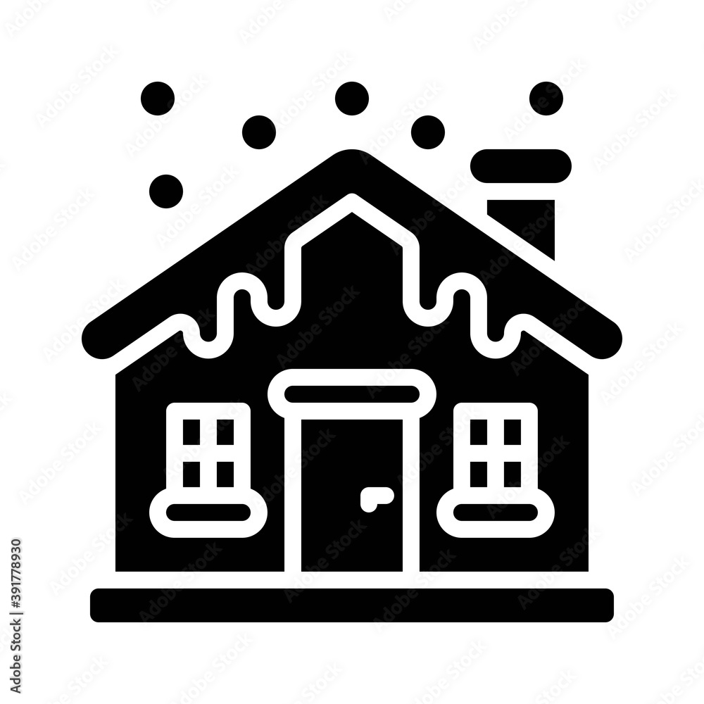 snow town in winter related house building with chimeny and ice vectors in solid design,