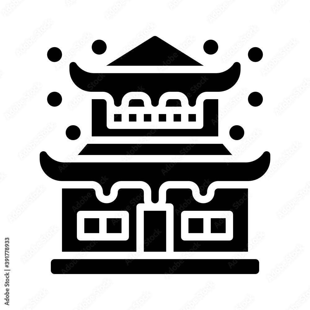 snow town in winter related chinese house building with windows and ice vectors in solid design,