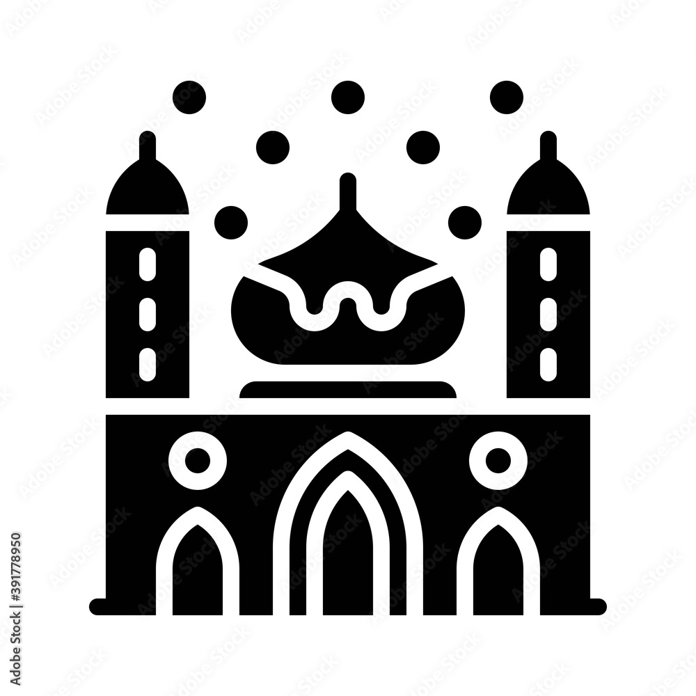 snow town in winter related mosque building with windows and ice vectors in solid design,