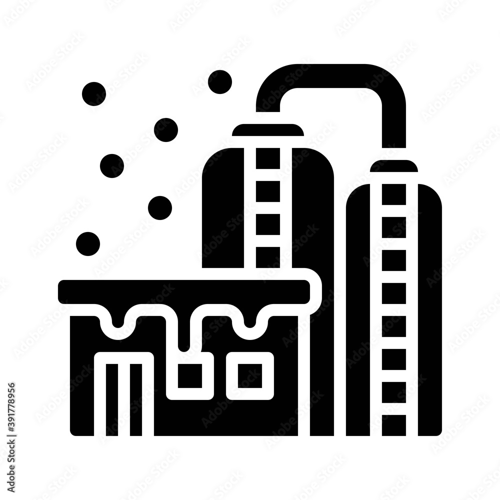 snow town in winter related factory building with windows and ice vectors in solid design,