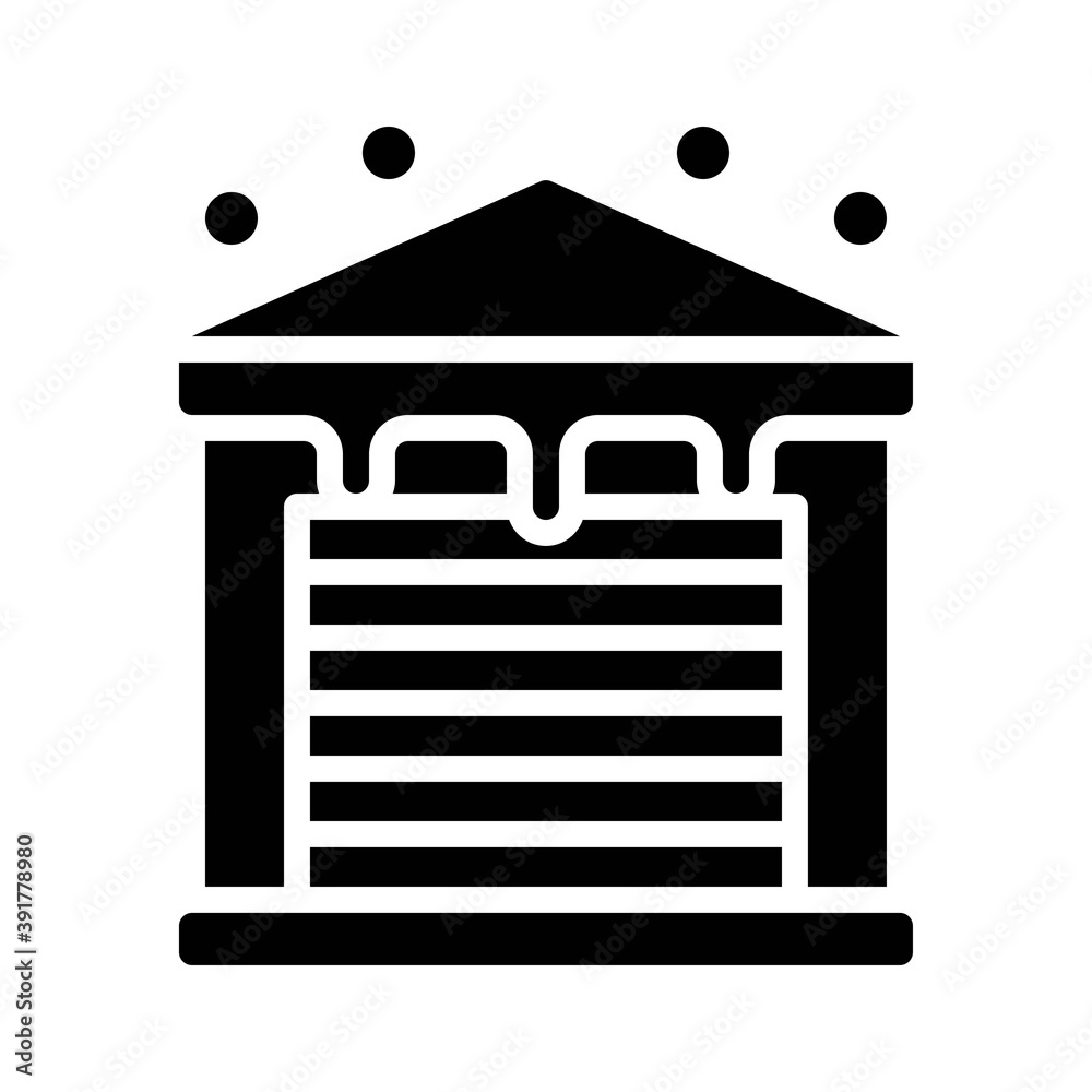 snow town in winter related garage building with ice and shutter vectors in solid design,