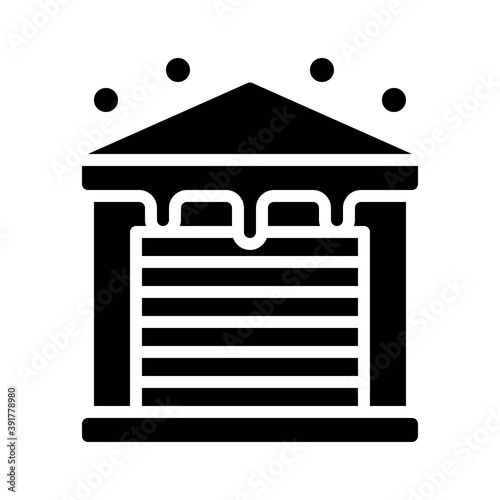 snow town in winter related garage building with ice and shutter vectors in solid design,