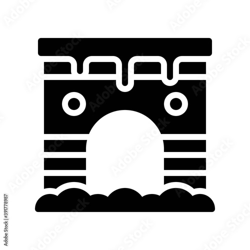 Obraz na płótnie snow town in winter related water bridge with ice and water vectors in solid design, w salonie