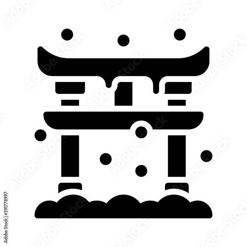 Obraz na płótnie snow town in winter related chinese landscape with ice and thumbs vectors in solid design, w salonie