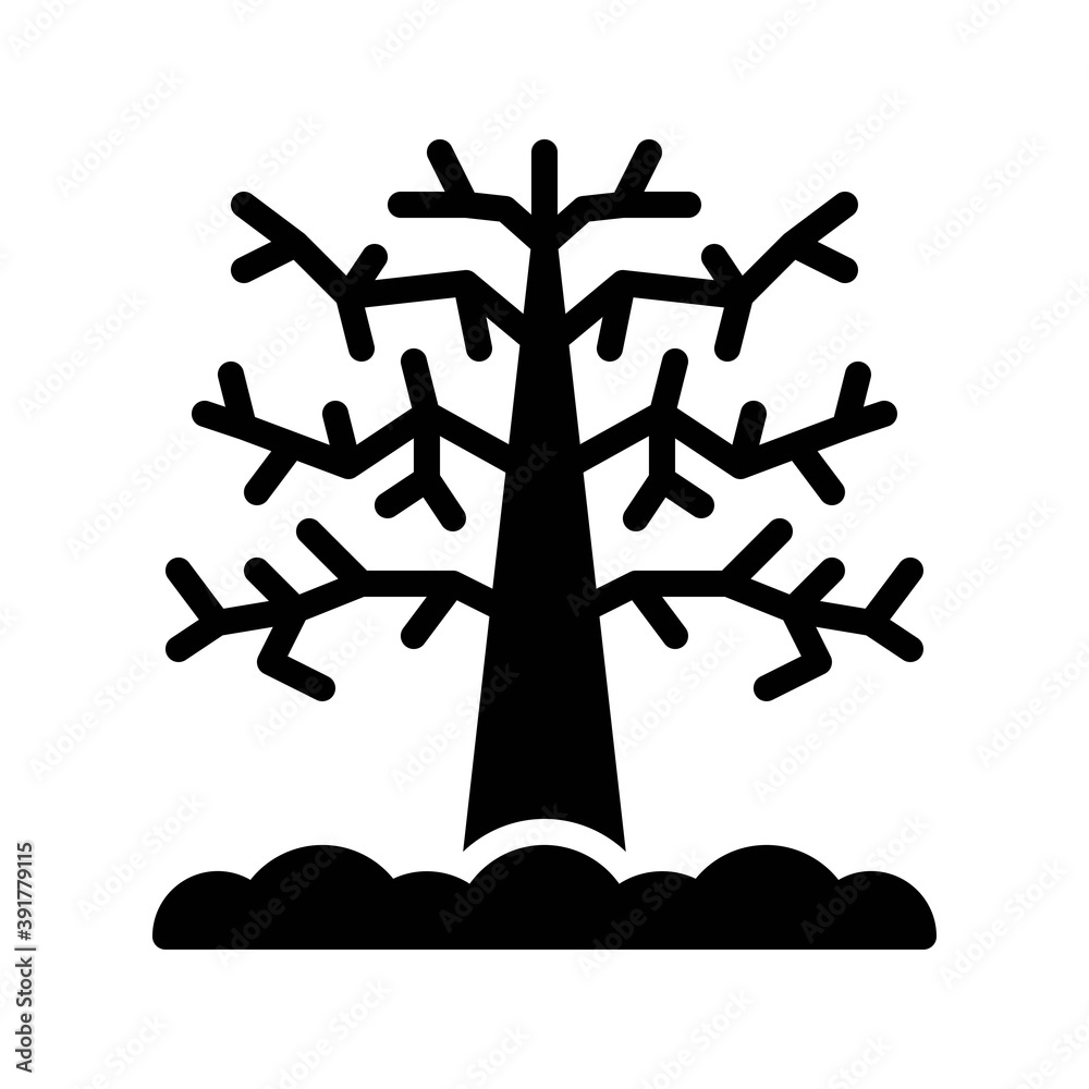 snow town in winter related tree with dry branches and ice vectors in solid design,