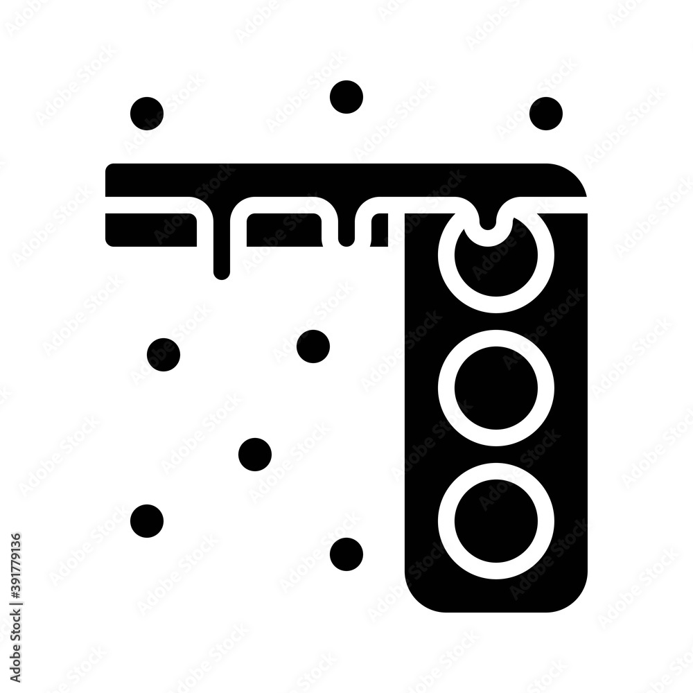 snow town in winter related traffic lights and ice vectors in solid design,