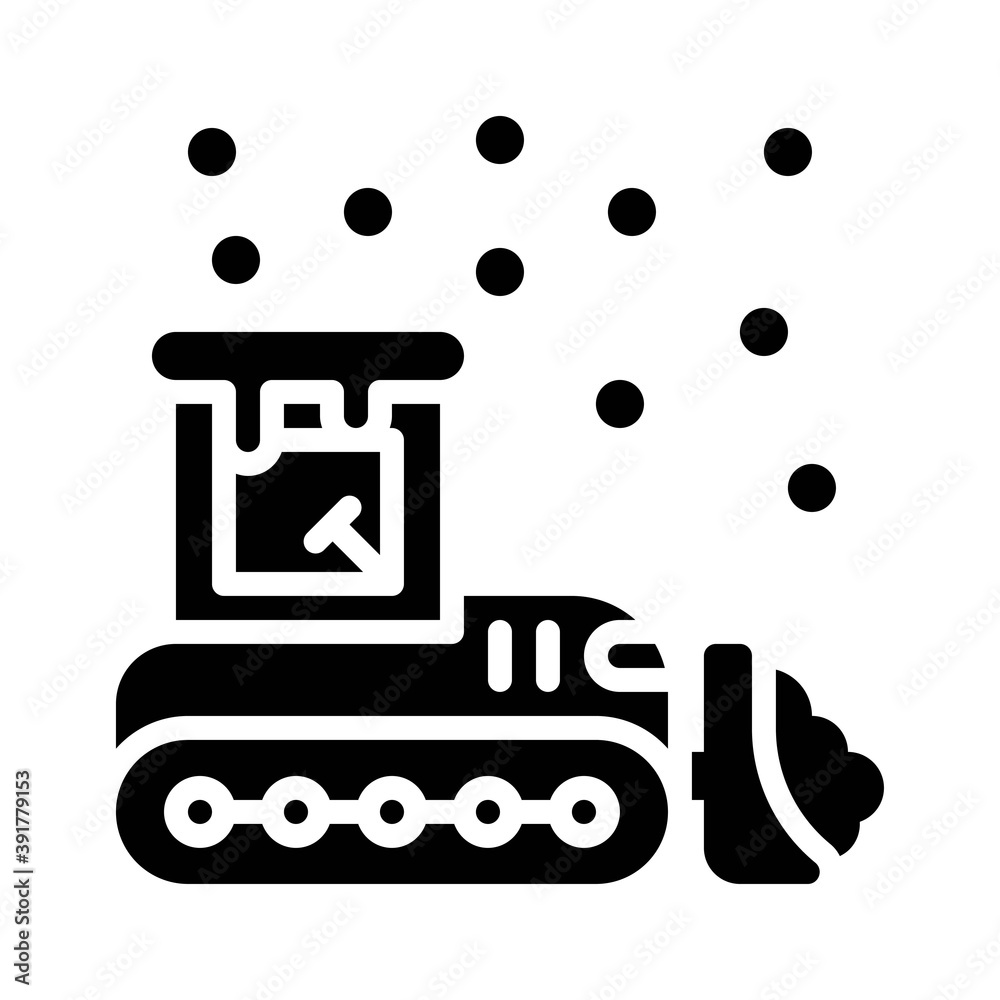 snow town in winter related loader van with tires and ice vectors in solid design,