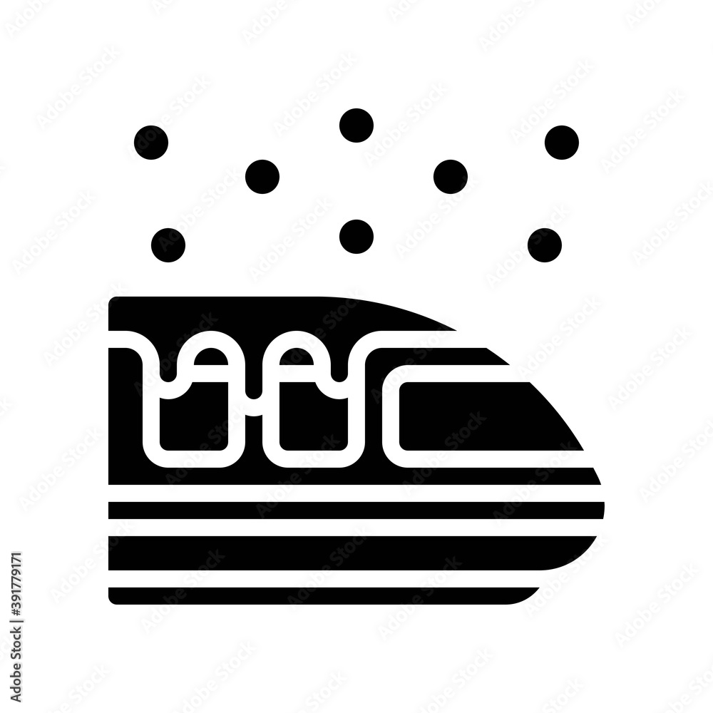 snow town in winter related van or train with glasses and ice vectors in solid design,