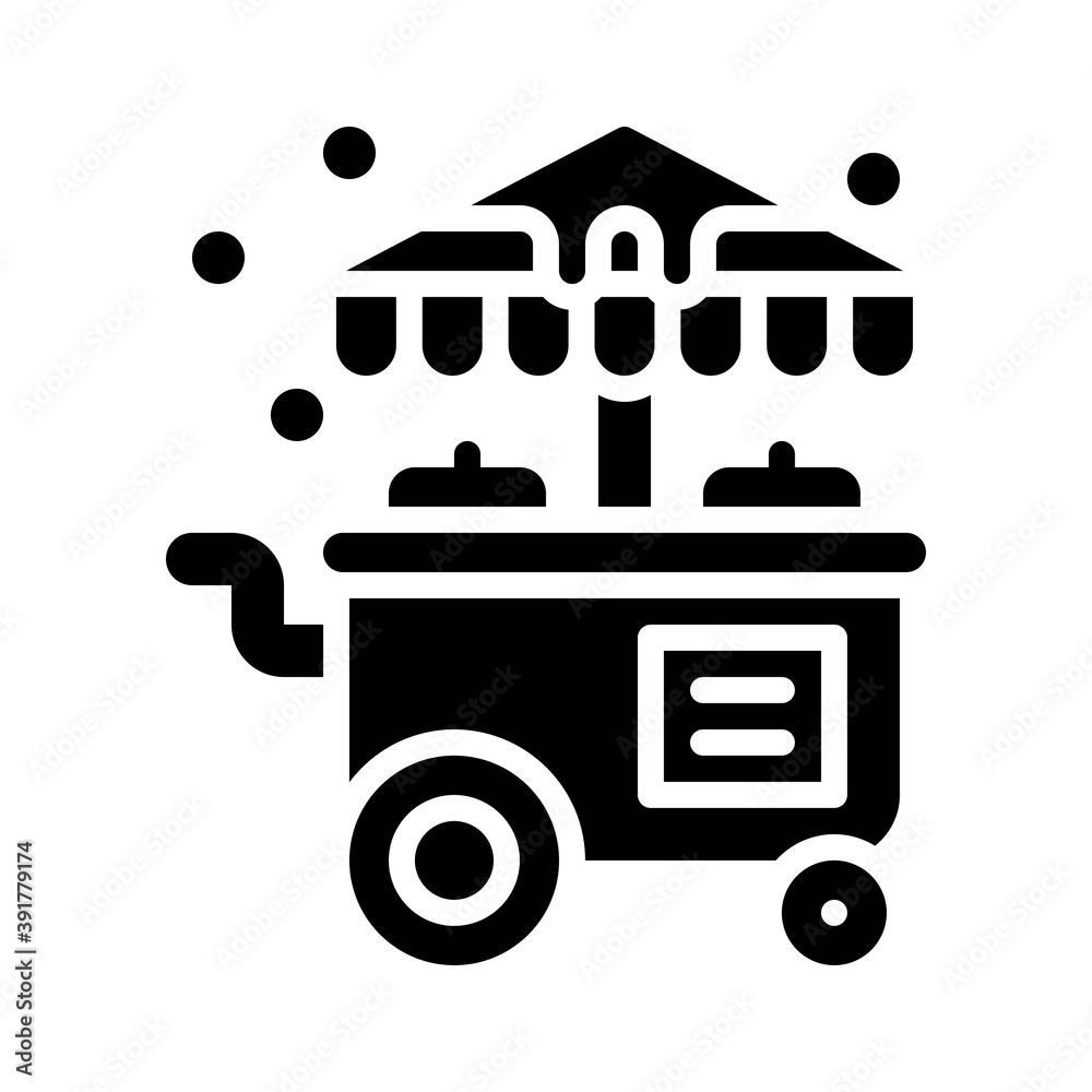 snow town in winter related mobile ice cream shop with tires and ice vectors in solid design,