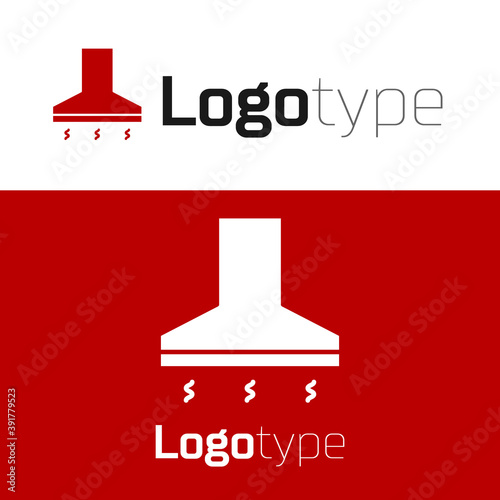 Red Kitchen extractor fan icon isolated on white background. Cooker hood. Kitchen exhaust. Household appliance. Logo design template element. Vector Illustration.