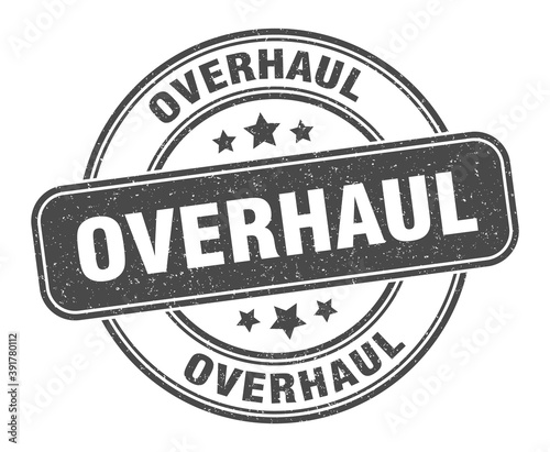 overhaul stamp. overhaul label. round grunge sign