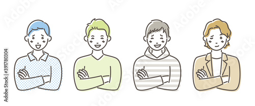 腕組みする男性のイラストセット