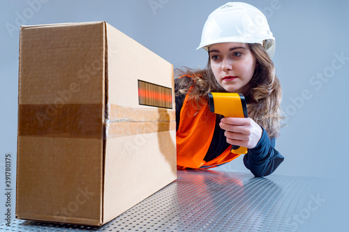 Girl works in the warehouse...