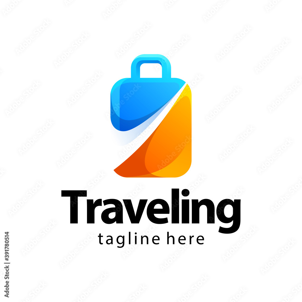 traveling holiday gradient logo design