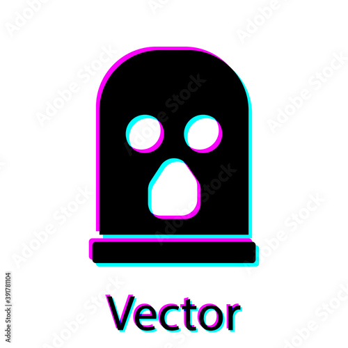 Black Balaclava icon isolated on white background. A piece of clothing for winter sports or a mask for a criminal or a thief. Vector.