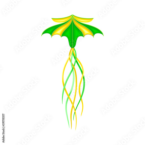 Bright Kite as Tethered Craft with Wing Surface and Tail Vector Illustration