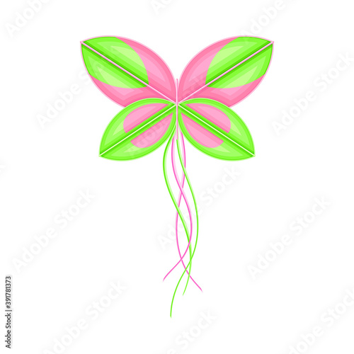 Bright Kite as Tethered Craft with Wing Surface and Tail Vector Illustration