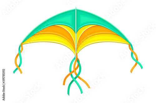 Flying Kite as Festive Toy Craft with Wings and Tail Vector Illustration