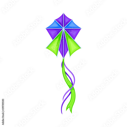 Flying Kite as Festive Toy Craft with Wings and Tail Vector Illustration