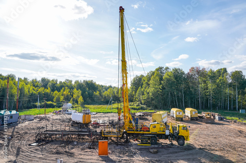 Vászonkép Special equipment for drilling an oil well in an oil field
