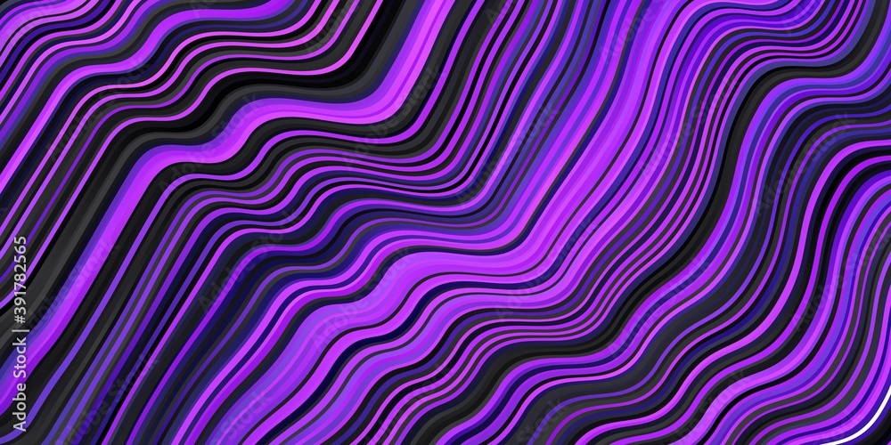 Dark Purple vector template with curved lines. Dark Purple vector template with curved lines.