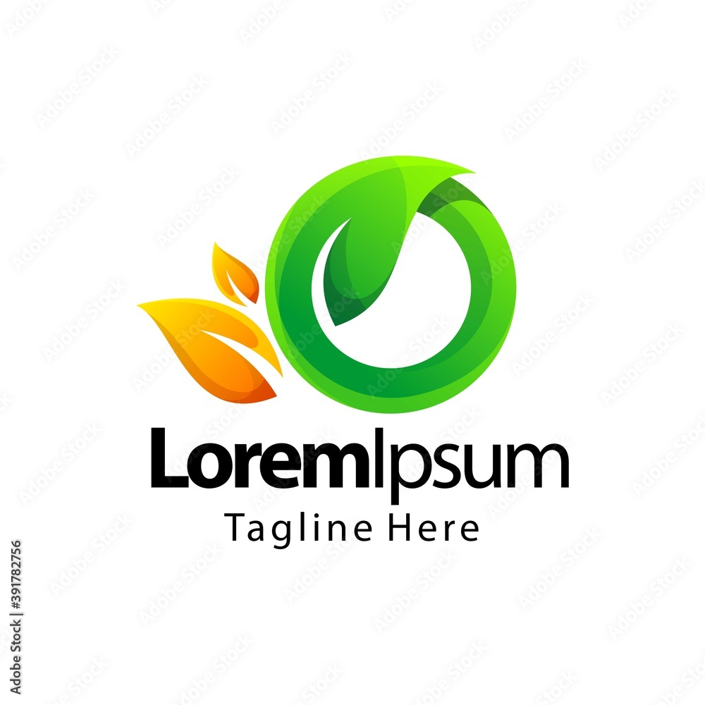 letter o leaf green gradient logo design letter o leaf green gradient logo design