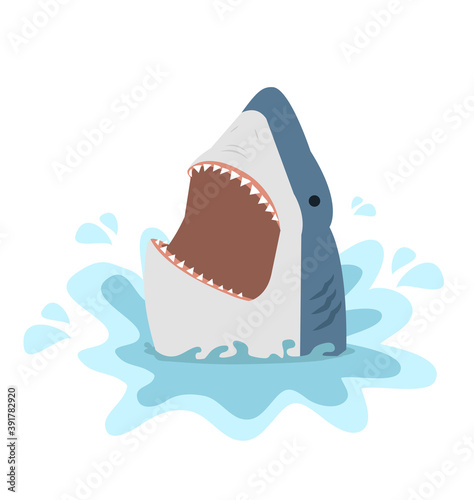 Big White shark with  open jaws vector