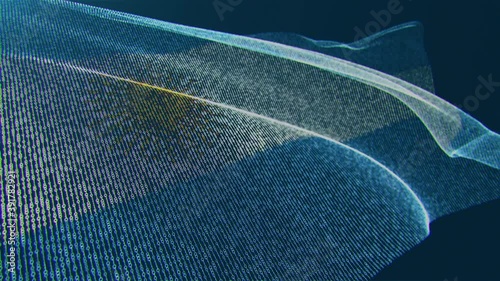 3d render. Argentina digital flag with binary code texture flies in the wind. Seamless loop.