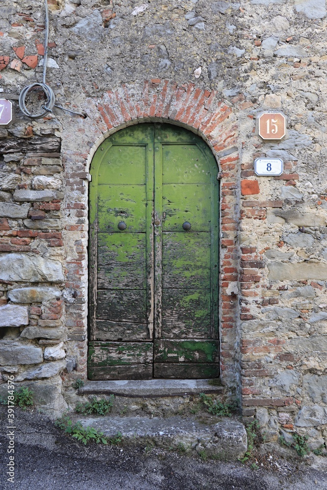 Green Old Door in Italy