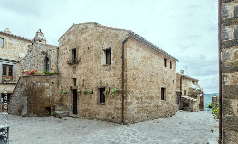 old stone houses at historical village, Civita di Bagnoregio,, Viterbo, Italy
