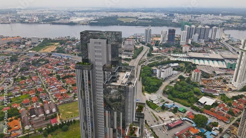 Obraz na płótnie The Astaka consisting of 70 floors, is the tallest skyscraper in Johor Bahru and stands at the height of 279m or 913ft, houses 438 units of apartment including duplexes and penthouse