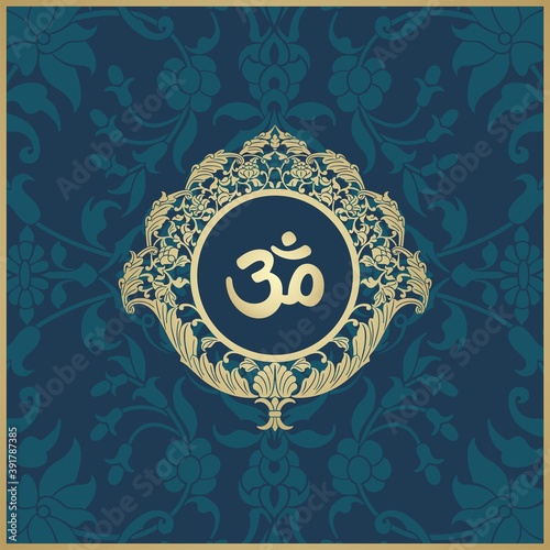 aum syllable, paisley design ,Hinduism, India	