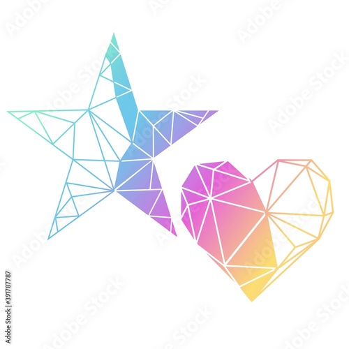 Geometrical diamond heart, star. Vector symbol  illustration. Hand drawn vector illustration.