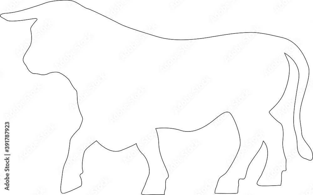 Bull line art on a white background, vector illustration. Bull line art on a white background, vector illustration.