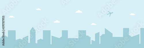 City landscape with buildings. Town skyline vector illustration. Urban landscape in flat style. 
