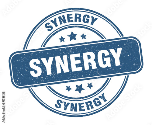 synergy stamp. synergy label. round grunge sign