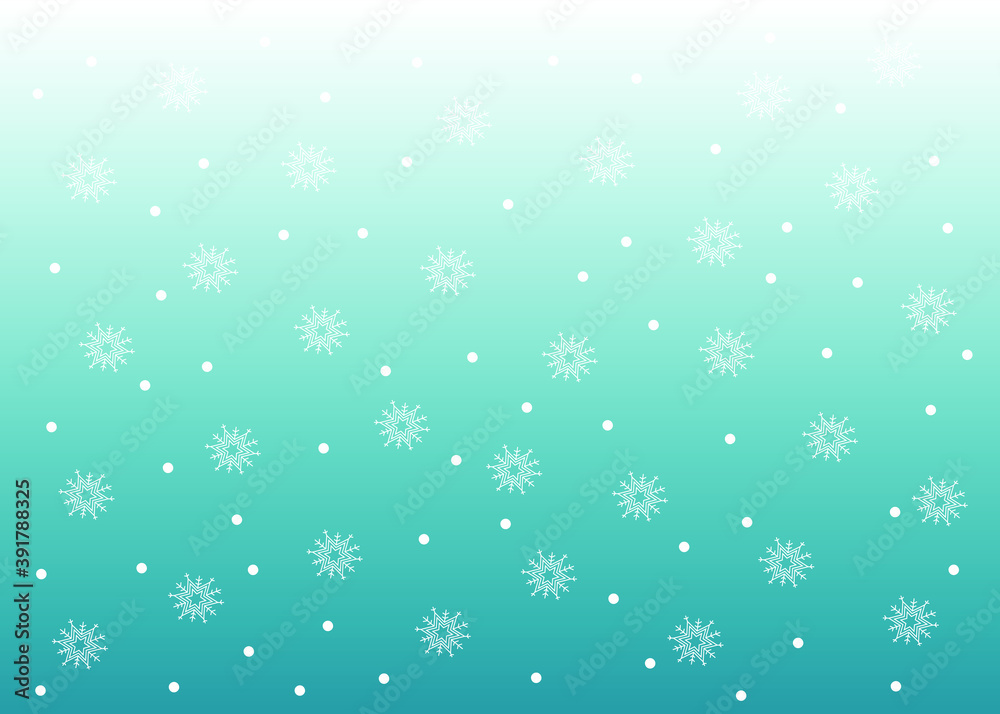 Christmas, winter blue background with snowflakes and snow.