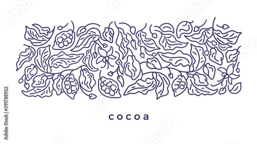 Cacao design. Art line pattern. Organic chocolate