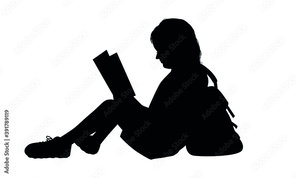 Silhouettes of The Child Reads A Book