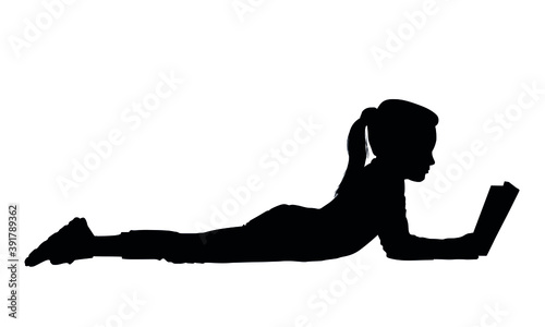 Silhouettes of The Child Reads A Book