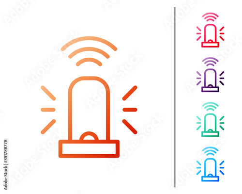 Red line Smart flasher siren system icon isolated on white background. Emergency flashing siren. Internet of things concept with wireless connection. Set color icons. Vector.