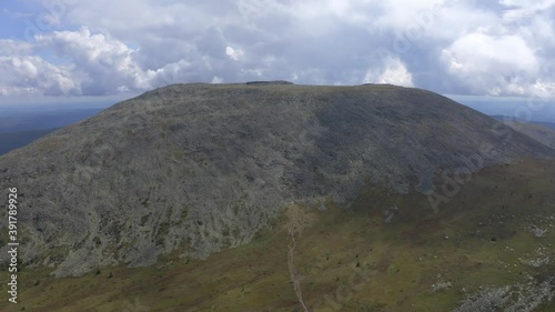 Aerial views of Mount Iremel in cloud, the Southern Urals photo