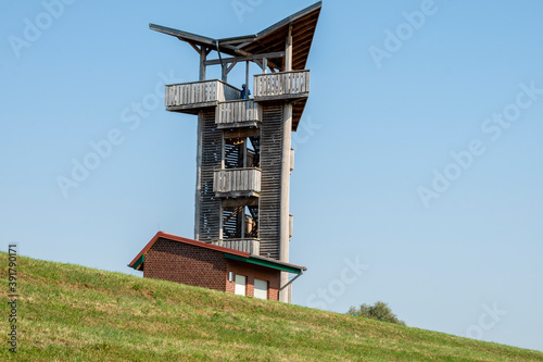 Aussichtsturm Stützkow am Oderdeich im Grenzgebiet zu Polen photo