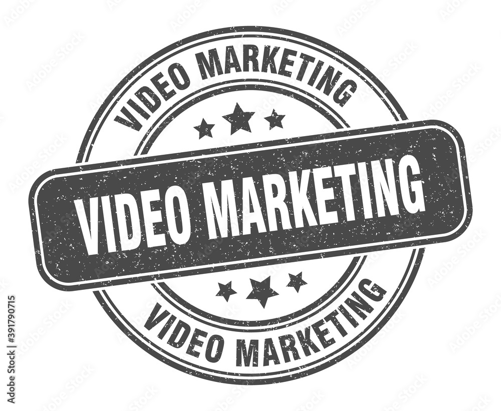 Fototapeta premium video marketing stamp. video marketing label. round grunge sign