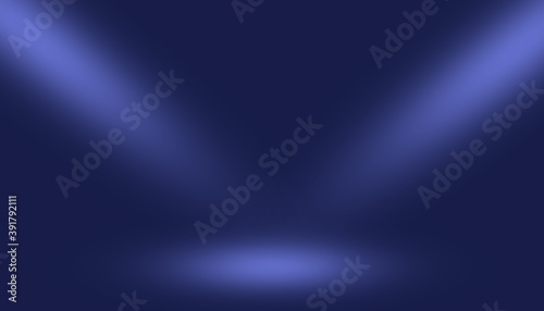 blue stage background with gradient light empty room for display your product.